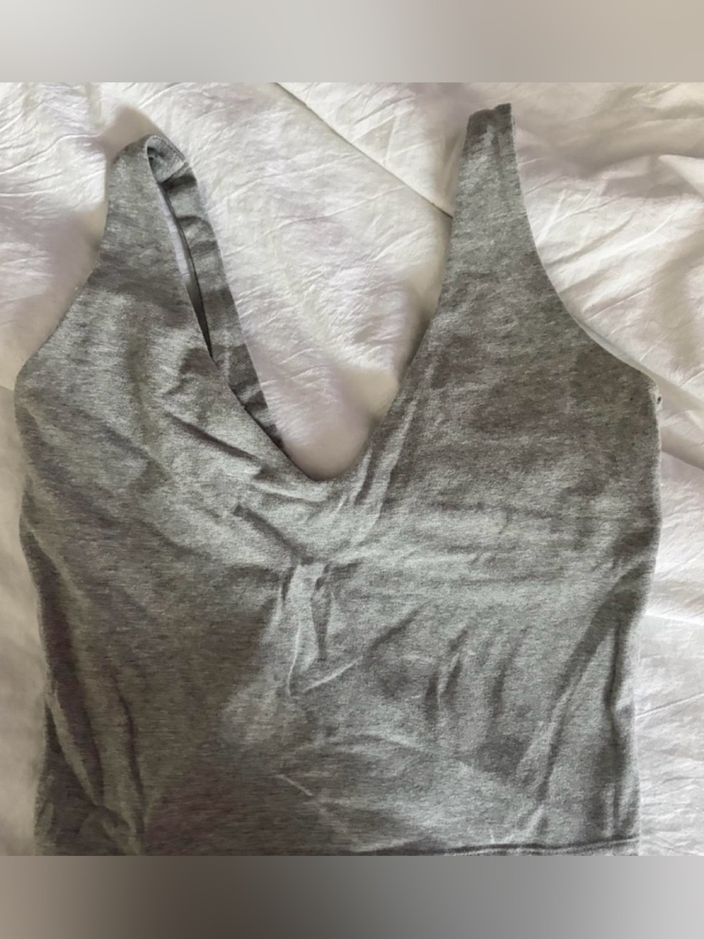 Free People Movement Gray V-Neck Women’s Tank Top With Built In Bra Size M